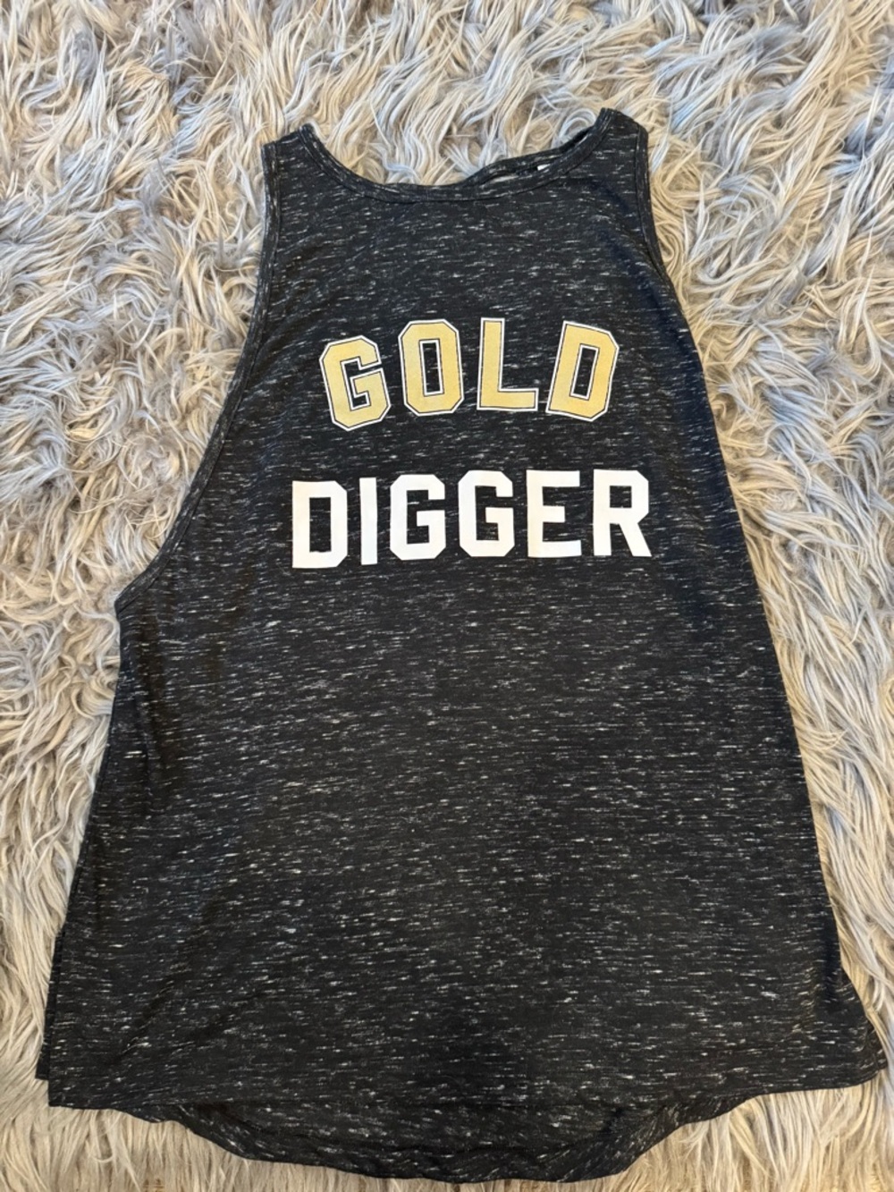 VSX Black Marled Racerback Tank with Gold and White Lettering